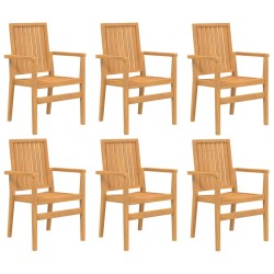 vidaXL Gartenstühle 6 Stk. Stapelbar 56,5x57,5x91 cm Massivholz Teak