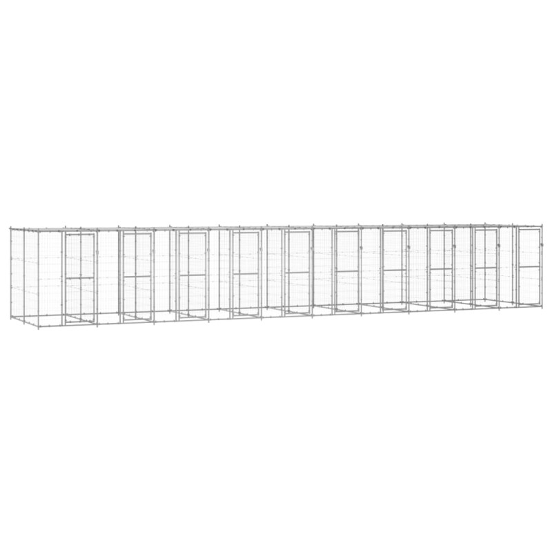 vidaXL Outdoor-Hundezwinger mit Überdachung Verzinkter Stahl 24,2 m² vidaXL Outdoor-Hundezwinger mit Überdachung Verzinkter Stahl 24,2 m²