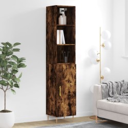 vidaXL Highboard Räuchereiche 34,5x34x180 cm Holzwerkstoff