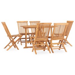 vidaXL 7-tlg. Garten-Essgruppe Klappbar Massivholz Teak  