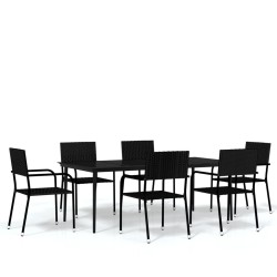 vidaXL 7-tlg. Garten-Essgruppe Schwarz