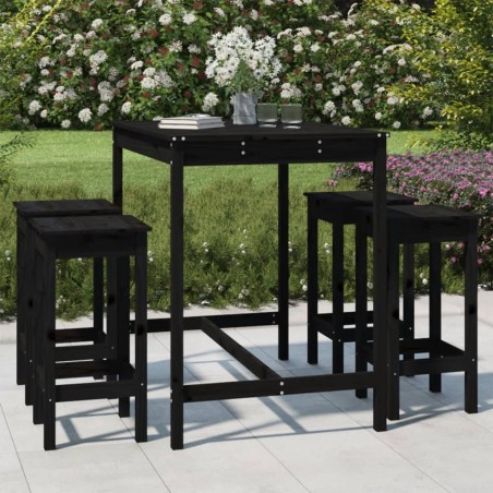 vidaXL 5-tlg. Gartenbar-Set Schwarz Massivholz Kiefer