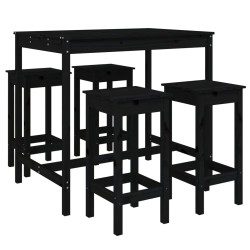 vidaXL 5-tlg. Gartenbar-Set Schwarz Massivholz Kiefer