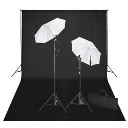 vidaXL Fotostudio-Set mit Schwarzem Hintergrund 600×300 & Leuchten 