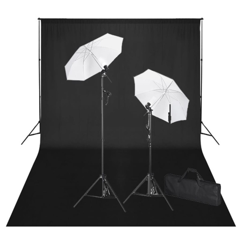 vidaXL Fotostudio-Set mit Schwarzem Hintergrund 600×300 & Leuchten vidaXL Fotostudio-Set mit Schwarzem Hintergrund 600×300 & Leuchten