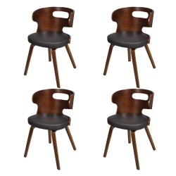 vidaXL Esszimmerstühle 4 Stk. Braun Bugholz und Kunstleder 