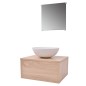 vidaXL 3-tlg. Badmöbel und Waschbecken Set Beige vidaXL 3-tlg. Badmöbel und Waschbecken Set Beige