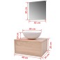 vidaXL 3-tlg. Badmöbel und Waschbecken Set Beige vidaXL 3-tlg. Badmöbel und Waschbecken Set Beige