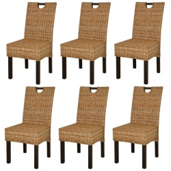 vidaXL Esszimmerstühle 6 Stk. Kubu-Rattan Mangoholz