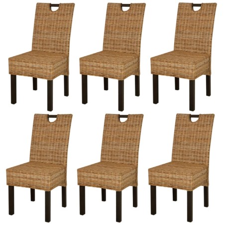 vidaXL Esszimmerstühle 6 Stk. Kubu-Rattan Mangoholz