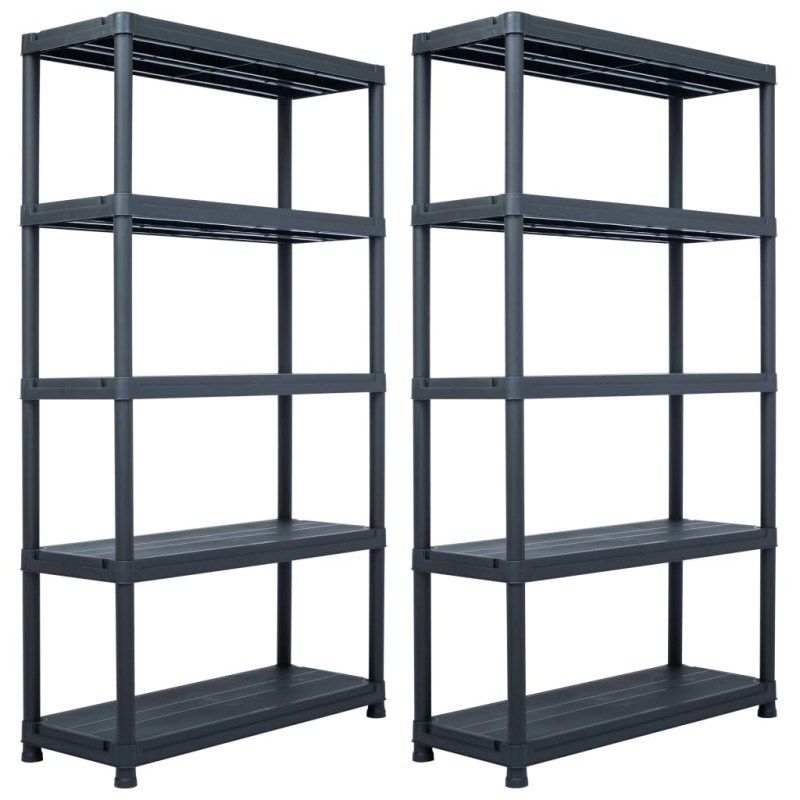 vidaXL Lagerregale 2 Stk. Schwarz 500 kg 100 x 40 x 180 cm Kunststoff vidaXL Lagerregale 2 Stk. Schwarz 500 kg 100 x 40 x 180 cm Kunststoff