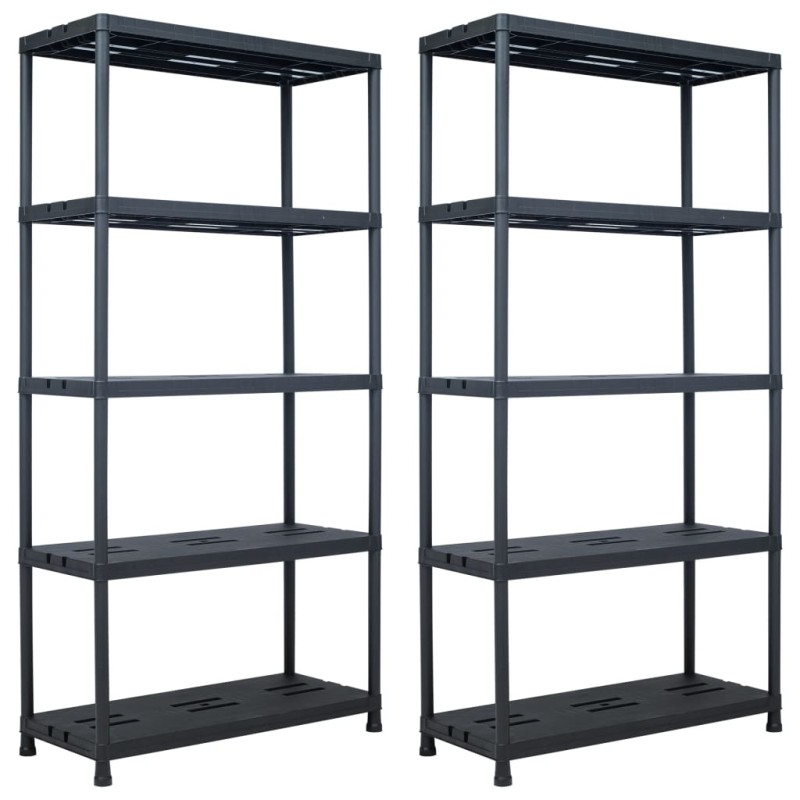 vidaXL Lagerregale 2 Stk. Schwarz 260 kg 90 x 40 x 180 cm Kunststoff vidaXL Lagerregale 2 Stk. Schwarz 260 kg 90 x 40 x 180 cm Kunststoff
