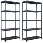 vidaXL Lagerregale 2 Stk. Schwarz 260 kg 90 x 40 x 180 cm Kunststoff vidaXL Lagerregale 2 Stk. Schwarz 260 kg 90 x 40 x 180 cm Kunststoff