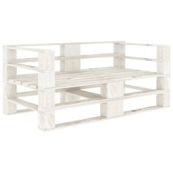 vidaXL Garten-Palettensofa 2-Sitzer Weiß Holz