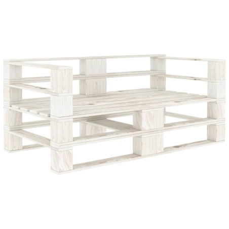 vidaXL Garten-Palettensofa 2-Sitzer Weiß Holz