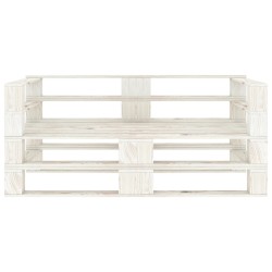 vidaXL Garten-Palettensofa 2-Sitzer Weiß Holz