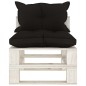 vidaXL Garten-Paletten-Mittelsofa mit Kissen in Schwarz Holz vidaXL Garten-Paletten-Mittelsofa mit Kissen in Schwarz Holz
