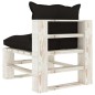 vidaXL Garten-Paletten-Mittelsofa mit Kissen in Schwarz Holz vidaXL Garten-Paletten-Mittelsofa mit Kissen in Schwarz Holz
