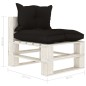 vidaXL Garten-Paletten-Mittelsofa mit Kissen in Schwarz Holz vidaXL Garten-Paletten-Mittelsofa mit Kissen in Schwarz Holz