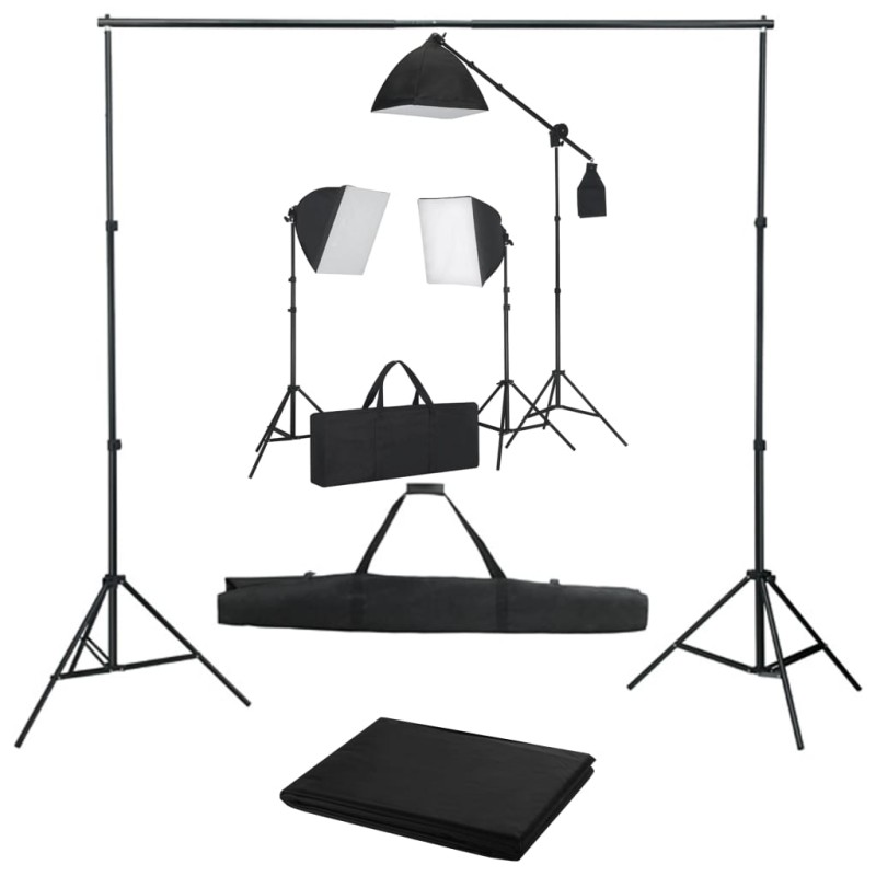 vidaXL Fotostudio-Set mit Softbox-Leuchten und Hintergrund vidaXL Fotostudio-Set mit Softbox-Leuchten und Hintergrund