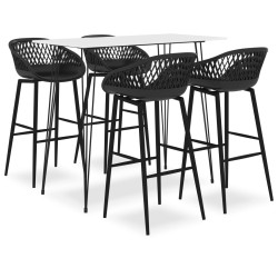 vidaXL 5-tlg. Bar-Set Weiß und Schwarz