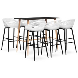 vidaXL 7-tlg. Bar-Set Schwarz und Weiß