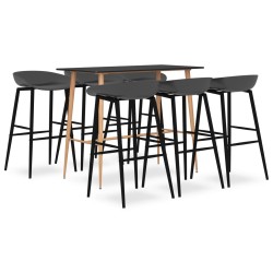 vidaXL 7-tlg. Bar-Set Schwarz und Grau