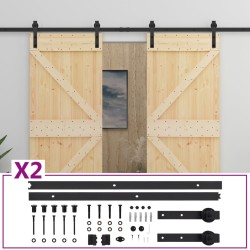vidaXL Schiebetür mit Beschlag 80x210 cm Kiefer Massivholz
