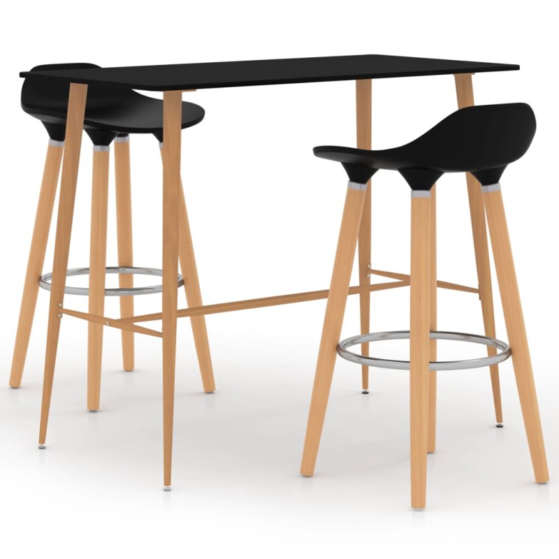 vidaXL 3-tlg. Bar-Set Schwarz vidaXL 3-tlg. Bar-Set Schwarz