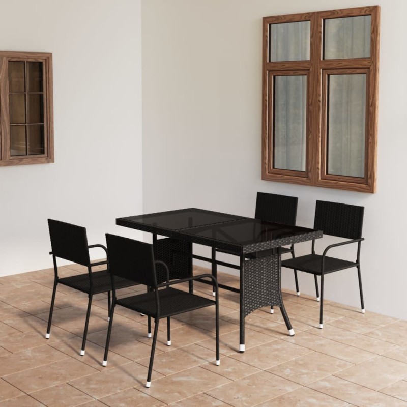 vidaXL 5-tlg. Garten-Essgruppe Poly Rattan Schwarz vidaXL 5-tlg. Garten-Essgruppe Poly Rattan Schwarz