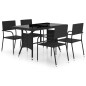 vidaXL 5-tlg. Garten-Essgruppe Poly Rattan Schwarz vidaXL 5-tlg. Garten-Essgruppe Poly Rattan Schwarz