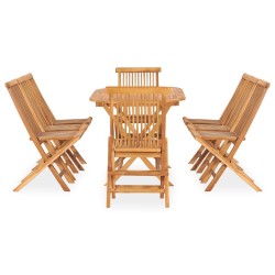 vidaXL 9-tlg. Garten-Essgruppe Klappbar Massivholz Teak