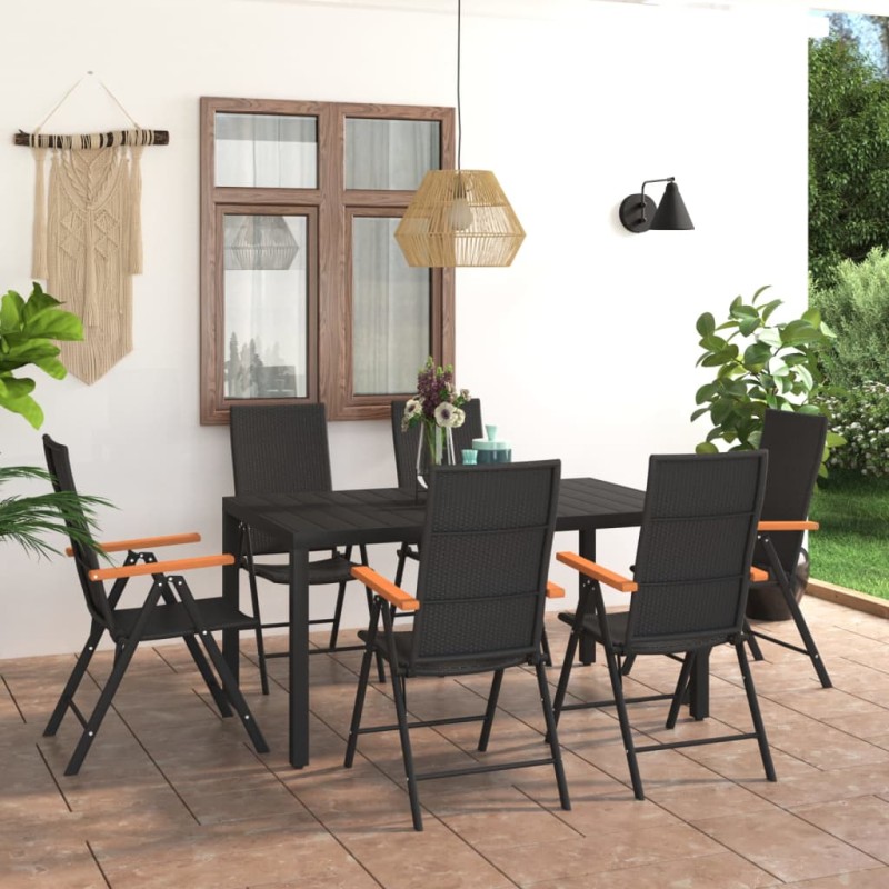 vidaXL 7-tlg. Garten-Essgruppe Schwarz und Braun vidaXL 7-tlg. Garten-Essgruppe Schwarz und Braun