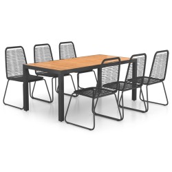 vidaXL 7-tlg. Garten-Essgruppe PVC Rattan Schwarz und Braun
