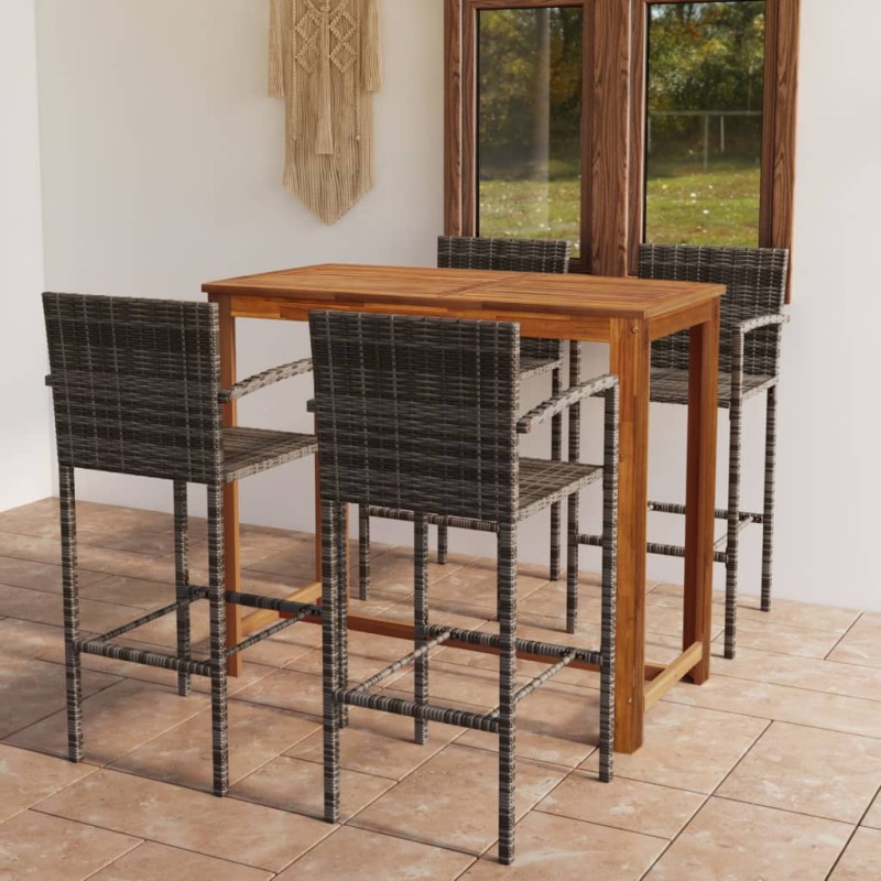vidaXL 5-tlg. Gartenbar-Set Grau vidaXL 5-tlg. Gartenbar-Set Grau