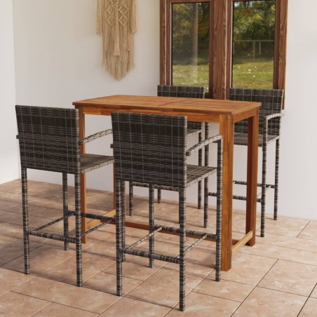vidaXL 5-tlg. Gartenbar-Set Grau