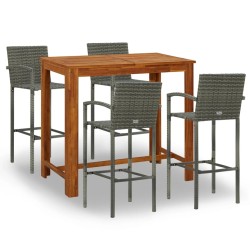 vidaXL 5-tlg. Gartenbar-Set Grau