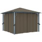 vidaXL Pavillon mit Vorhängen & LED-Lichterkette 300x300 cm Taupe Alu vidaXL Pavillon mit Vorhängen & LED-Lichterkette 300x300 cm Taupe Alu