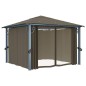 vidaXL Pavillon mit Vorhängen & LED-Lichterkette 300x300 cm Taupe Alu vidaXL Pavillon mit Vorhängen & LED-Lichterkette 300x300 cm Taupe Alu