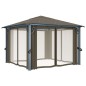 vidaXL Pavillon mit Vorhängen & LED-Lichterkette 300x300 cm Taupe Alu vidaXL Pavillon mit Vorhängen & LED-Lichterkette 300x300 cm Taupe Alu