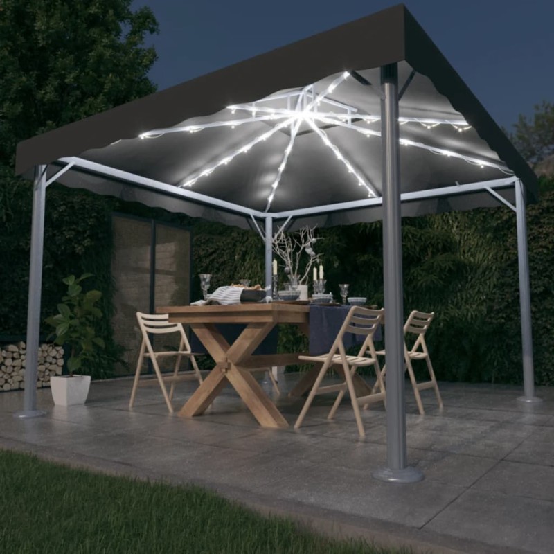 vidaXL Pavillon mit LED-Lichterkette 300x300 cm Anthrazit Aluminium vidaXL Pavillon mit LED-Lichterkette 300x300 cm Anthrazit Aluminium