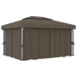 vidaXL Pavillon mit Vorhängen & LED-Lichterkette 4x3 m Taupe vidaXL Pavillon mit Vorhängen & LED-Lichterkette 4x3 m Taupe