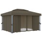 vidaXL Pavillon mit Vorhängen & LED-Lichterkette 4x3 m Taupe vidaXL Pavillon mit Vorhängen & LED-Lichterkette 4x3 m Taupe