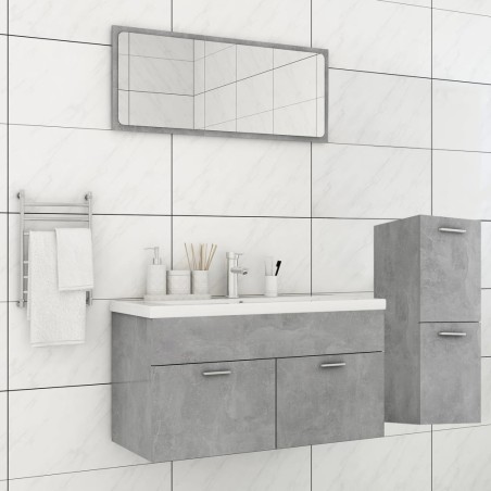 vidaXL Badmöbel-Set Betongrau Holzwerkstoff