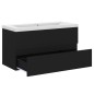 vidaXL Waschbeckenunterschrank mit Einbaubecken Schwarz Holzwerkstoff vidaXL Waschbeckenunterschrank mit Einbaubecken Schwarz Holzwerkstoff