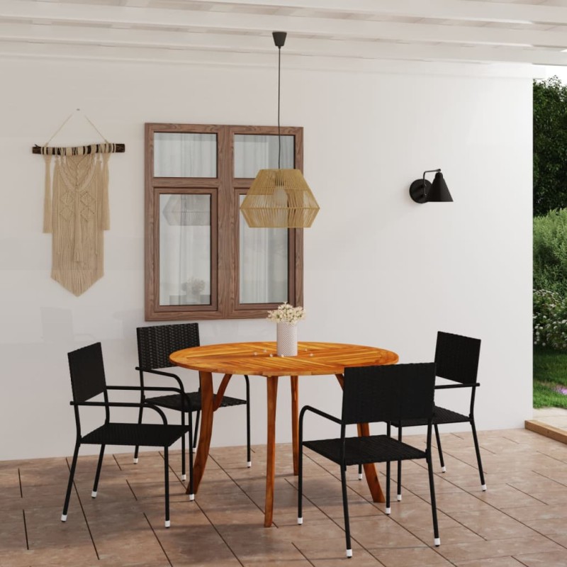 vidaXL 5-tlg. Garten-Essgruppe Schwarz vidaXL 5-tlg. Garten-Essgruppe Schwarz