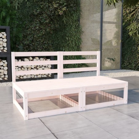 vidaXL 2-Sitzer-Gartensofa Weiß Kiefer Massivholz