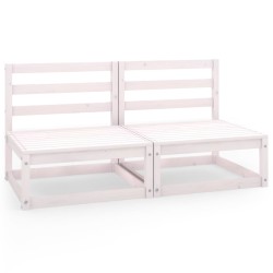 vidaXL 2-Sitzer-Gartensofa Weiß Kiefer Massivholz