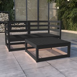vidaXL 3-tlg. Garten-Lounge-Set Schwarz Massivholz Kiefer