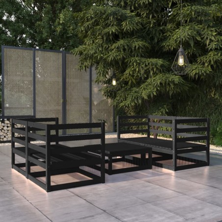 vidaXL 5-tlg. Garten-Lounge-Set Schwarz Massivholz Kiefer